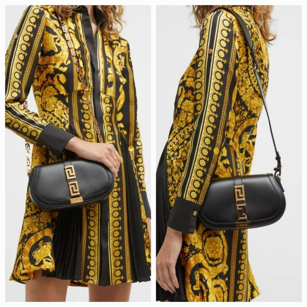 VERSACE Greca Goddess Black Shoulder Bag ( 2 Straps)